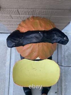 Halloween paper mache costume girl holds candy treat dish Decoration Vintage