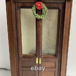 Handcrafted Wooden Lighted Door Background Display for Byer's Choice Carolers