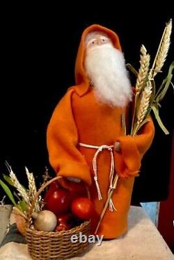 Handmade Primitive Autumn Santa for Fall