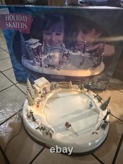 Holiday Skaters Skating Pond Lights Music Box WORKS Complete With Manual