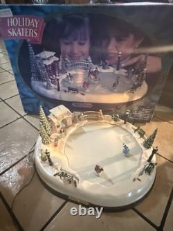 Holiday Skaters Skating Pond Lights Music Box WORKS Complete With Manual