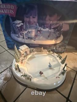 Holiday Skaters Skating Pond Lights Music Box WORKS Complete With Manual