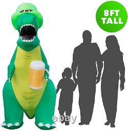 Holidayana 8Ft St Patricks Day Inflatable Trex Dinosaur in Leprechaun Hat Hold