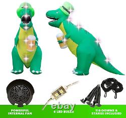 Holidayana 8Ft St Patricks Day Inflatable Trex Dinosaur in Leprechaun Hat Hold