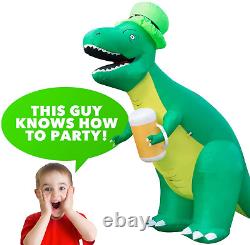 Holidayana 8Ft St Patricks Day Inflatable Trex Dinosaur in Leprechaun Hat Hold