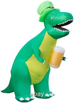 Holidayana 8Ft St Patricks Day Inflatable Trex Dinosaur in Leprechaun Hat Hold