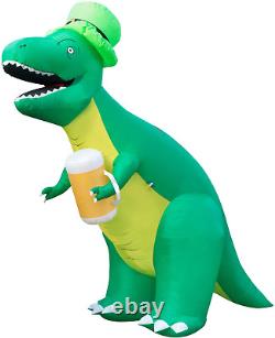 Holidayana 8Ft St Patricks Day Inflatable Trex Dinosaur in Leprechaun Hat Hold