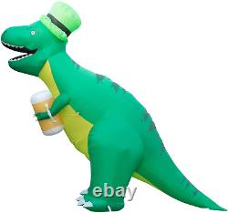 Holidayana 8Ft St Patricks Day Inflatable Trex Dinosaur in Leprechaun Hat Hold