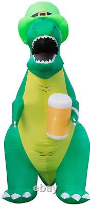 Holidayana 8Ft St Patricks Day Inflatable Trex Dinosaur in Leprechaun Hat Hold