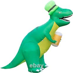 Holidayana 8Ft St Patricks Day Inflatable Trex Dinosaur in Leprechaun Hat Hold