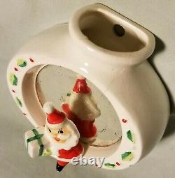 Holt Howard Santa sitting on an ornament Wall pocket vase MCM vtg Marked