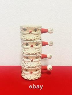 Holt Howard Starry Eyed Santa Soup Bowl with Handle Stackable Set of 4 RARE