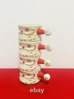 Holt Howard Starry Eyed Santa Soup Bowl with Handle Stackable Set of 4 RARE