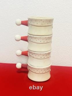 Holt Howard Starry Eyed Santa Soup Bowl with Handle Stackable Set of 4 RARE