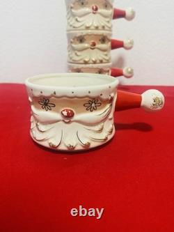 Holt Howard Starry Eyed Santa Soup Bowl with Handle Stackable Set of 4 RARE