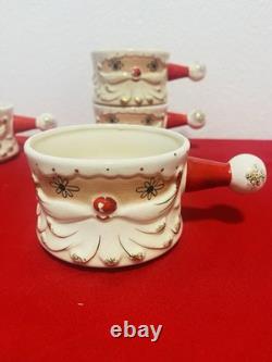 Holt Howard Starry Eyed Santa Soup Bowl with Handle Stackable Set of 4 RARE