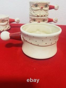 Holt Howard Starry Eyed Santa Soup Bowl with Handle Stackable Set of 4 RARE