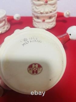 Holt Howard Starry Eyed Santa Soup Bowl with Handle Stackable Set of 4 RARE