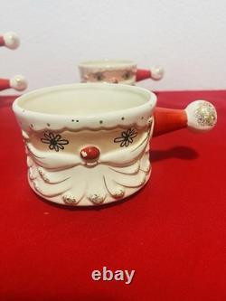 Holt Howard Starry Eyed Santa Soup Bowl with Handle Stackable Set of 4 RARE