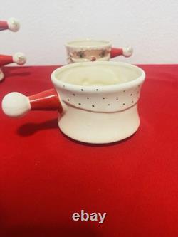 Holt Howard Starry Eyed Santa Soup Bowl with Handle Stackable Set of 4 RARE