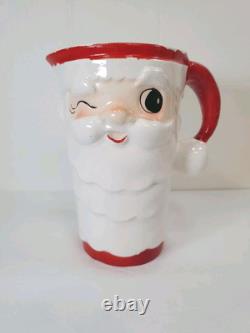 Holt Howard Winking Santa Christmas Pitcher 6 Foil tag See Photos Holt Howard Winking Santa Christmas Pitcher 6 Foil tag See Photos