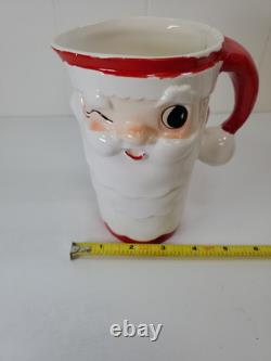 Holt Howard Winking Santa Christmas Pitcher 6 Foil tag See Photos Holt Howard Winking Santa Christmas Pitcher 6 Foil tag See Photos