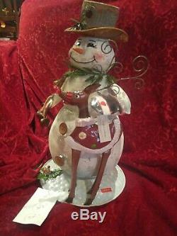 Home Interiors Metal Dancing Snowman, Blinking Nose Rudolph Jingle Bells Musical