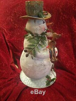 Home Interiors Metal Dancing Snowman, Blinking Nose Rudolph Jingle Bells Musical