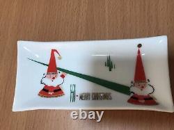 Houze Christmas Ashtrays Vintage Retro Atomic Tray Dish Santa Reindeer Lot Of 7