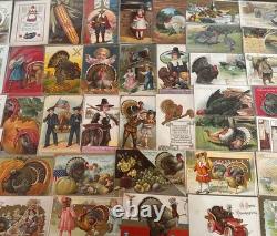 Huge Lot of 46 AntiqueThanksgiving Postcards1900's TurkeysCornPilgrimsetc Huge Lot of 46 AntiqueThanksgiving Postcards1900's TurkeysCornPilgrimsetc