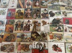 Huge Lot of 46 AntiqueThanksgiving Postcards1900's TurkeysCornPilgrimsetc Huge Lot of 46 AntiqueThanksgiving Postcards1900's TurkeysCornPilgrimsetc