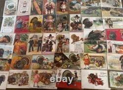 Huge Lot of 46 AntiqueThanksgiving Postcards1900's TurkeysCornPilgrimsetc Huge Lot of 46 AntiqueThanksgiving Postcards1900's TurkeysCornPilgrimsetc