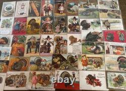 Huge Lot of 46 AntiqueThanksgiving Postcards1900's TurkeysCornPilgrimsetc Huge Lot of 46 AntiqueThanksgiving Postcards1900's TurkeysCornPilgrimsetc