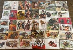 Huge Lot of 46 AntiqueThanksgiving Postcards1900's TurkeysCornPilgrimsetc Huge Lot of 46 AntiqueThanksgiving Postcards1900's TurkeysCornPilgrimsetc