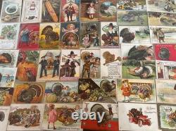 Huge Lot of 46 AntiqueThanksgiving Postcards1900's TurkeysCornPilgrimsetc Huge Lot of 46 AntiqueThanksgiving Postcards1900's TurkeysCornPilgrimsetc