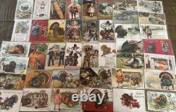 Huge Lot of 46 AntiqueThanksgiving Postcards1900's TurkeysCornPilgrimsetc Huge Lot of 46 AntiqueThanksgiving Postcards1900's TurkeysCornPilgrimsetc