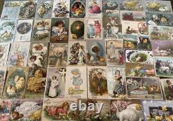 Huge Lot of 50Vintage Easter Postcards with ChicksRabbitsChildren1900'sm622