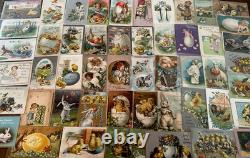 Huge Lot of 50Vintage Easter Postcards with ChicksRabbitsChildrenm680