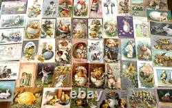 Huge Lot of 50Vintage Easter Postcards with ChicksRabbitsChildrenm680