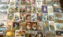 Huge Lot of 50Vintage Easter Postcards with ChicksRabbitsChildrenm680