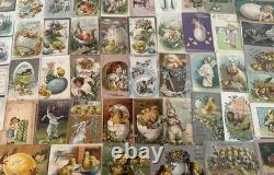 Huge Lot of 50Vintage Easter Postcards with ChicksRabbitsChildrenm680