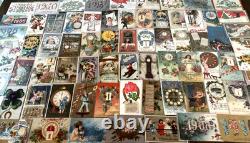 Huge Lot of 75 New Year Antique1900sPostcards-ClocksCalendarsYearsKids-m47