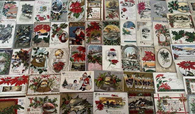 Huge Lot Of75 Antique Vintage Christmaspostcards3 Santa'sin Sleevesj457