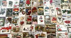 Huge Lot of75 Antique Vintage ChristmasPostcards3 Santa'sin sleevesj457