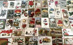 Huge Lot of75 Antique Vintage ChristmasPostcards3 Santa'sin sleevesj457