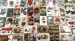 Huge Lot of75 Antique Vintage ChristmasPostcards3 Santa'sin sleevesj457