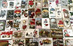 Huge Lot of75 Antique Vintage ChristmasPostcards3 Santa'sin sleevesj457