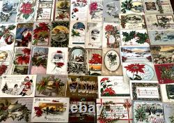 Huge Lot of75 Antique Vintage ChristmasPostcards3 Santa'sin sleevesj457
