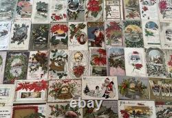 Huge Lot of75 Antique Vintage ChristmasPostcards3 Santa'sin sleevesj457