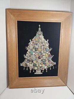 Huge Vintage Costume Jewelry Christmas Tree One of a Kind Wood Framed 30 x 24